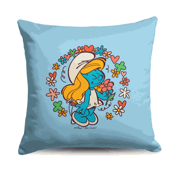 Paramount Smurfs Flower Doodles Throw Pillow 18x18 inches