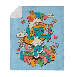 Paramount Smurfs Smurf Love Vibe Silk Touch Sherpa Throw Blanket 50x60 inches