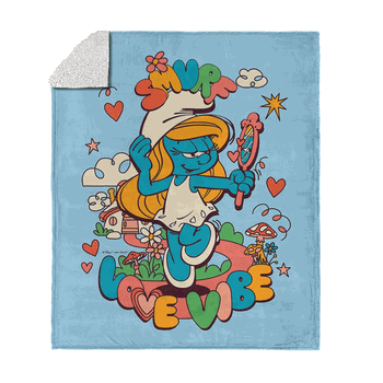 Paramount Smurfs Smurf Love Vibe Silk Touch Sherpa Throw Blanket 50x60 inches