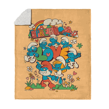 Paramount Smurfs Spread Love Silk Touch Sherpa Throw Blanket 50x60 inches
