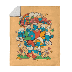 Paramount Smurfs Spread Love Silk Touch Sherpa Throw Blanket 50x60 inches