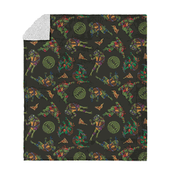 Paramount Teenage Mutant Ninja Turtles Pizza Pattern Silk Touch Sherpa Throw Blanket 50x60 inches