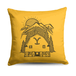 Paramount Yellowstone Barn Throw Pillow 18x18 Inches