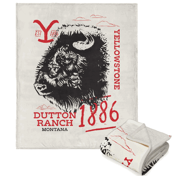 Paramount Yellowstone Bison Head Silk Touch Sherpa Throw 50x60 Inches
