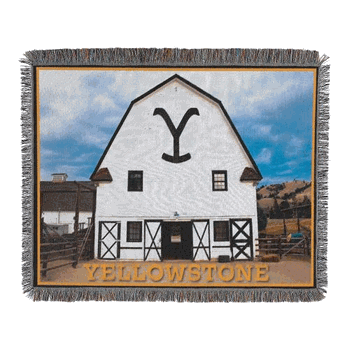 Paramount Yellowstone Dutton Barn Woven Woven Tapestry Throw 48x60 Inches