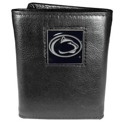 Penn St. Nittany Lions Deluxe Leather Tri-fold Wallet Packaged in Gift Box