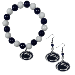 Penn St. Nittany Lions Fan Bead Earrings and Bracelet Set