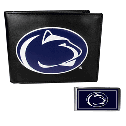 Penn St. Nittany Lions Leather Bi-fold Wallet & Color Money Clip