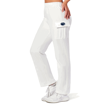 Penn State Nittany Lions NCAA Kadi Cargo Straight Fleece Pants White Small