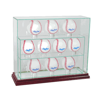 Perfect Cases 10 Baseball Upright Display Case - Cherry