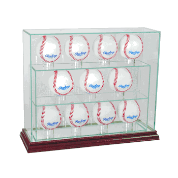 Perfect Cases 11 Baseball Upright Display Case - Cherry