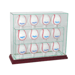 Perfect Cases 12 Baseball Upright Display Case - Cherry