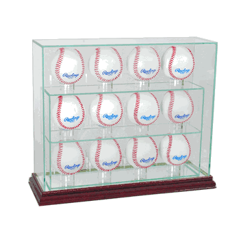 Perfect Cases 12 Baseball Upright Display Case - Cherry
