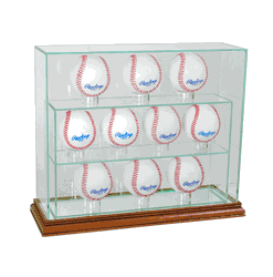 Perfect Cases 12 Baseball Upright Display Case - Walnut
