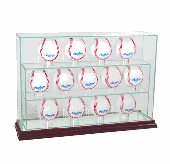 Perfect Cases 13 Baseball Upright Display Case - Cherry
