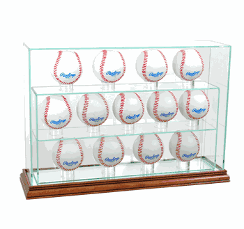 Perfect Cases 13 Baseball Upright Display Case - Walnut