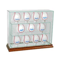 Perfect Cases 13 Baseball Upright Display Case - Walnut