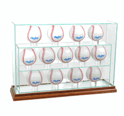 Perfect Cases 13 Baseball Upright Display Case - Walnut