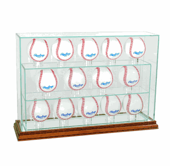 Perfect Cases 14 Baseball Upright Display Case - Walnut