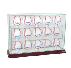 Perfect Cases 15 Baseball Upright Display Case - Cherry