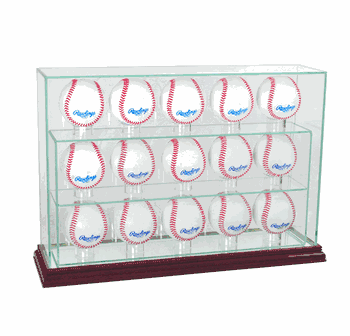 Perfect Cases 15 Baseball Upright Display Case - Cherry