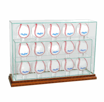 Perfect Cases 15 Baseball Upright Display Case - Walnut