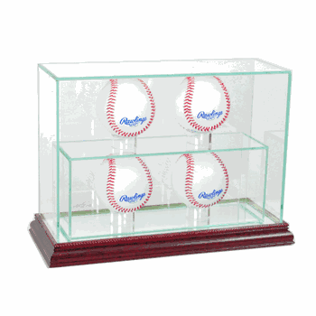Perfect Cases 4 Upright Baseball Display Case - Cherry