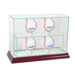Perfect Cases 4 Upright Baseball Display Case - Cherry