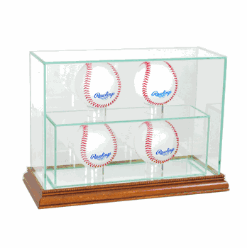 Perfect Cases 4 Upright Baseball Display Case - Walnut