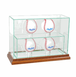 Perfect Cases 4 Upright Baseball Display Case - Walnut