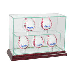 Perfect Cases 5 Upright Baseball Display Case - Cherry