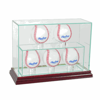 Perfect Cases 5 Upright Baseball Display Case - Cherry