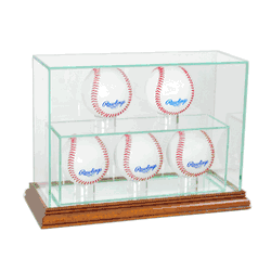 Perfect Cases 5 Upright Baseball Display Case - Walnut