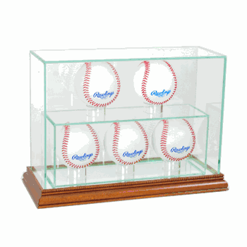 Perfect Cases 5 Upright Baseball Display Case - Walnut