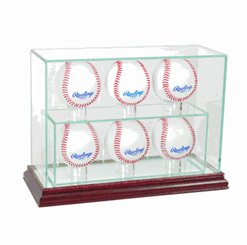 Perfect Cases 6 Upright Baseball Display Case - Cherry