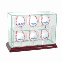 Perfect Cases 6 Upright Baseball Display Case - Cherry