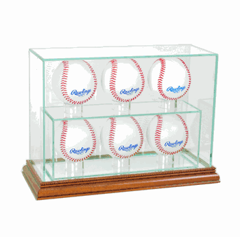 Perfect Cases 6 Upright Baseball Display Case - Walnut