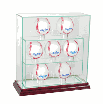 Perfect Cases 7 Upright Baseball Display Case - Cherry