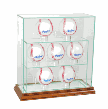 Perfect Cases 7 Upright Baseball Display Case - Walnut