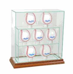 Perfect Cases 7 Upright Baseball Display Case - Walnut