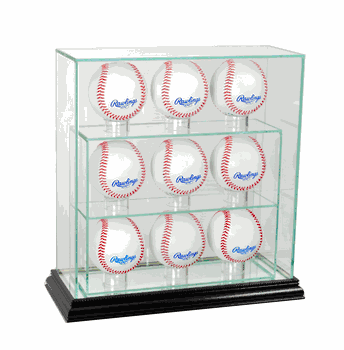 Perfect Cases 9 Upright Baseball Display Case - Black