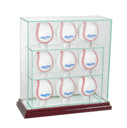 Perfect Cases 9 Upright Baseball Display Case - Cherry