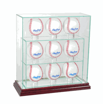 Perfect Cases 9 Upright Baseball Display Case - Cherry
