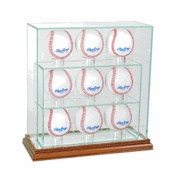 Perfect Cases 9 Upright Baseball Display Case - Walnut