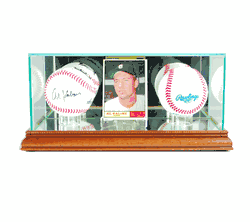 Perfect Cases Card and Double Basball Display Case - Walnut