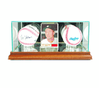Perfect Cases Card and Double Basball Display Case - Walnut