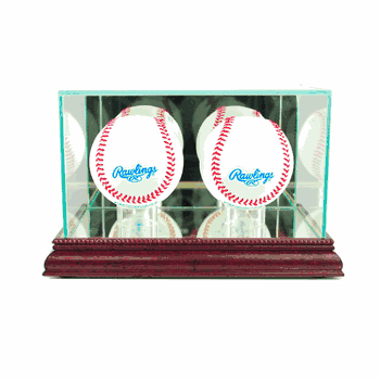 Perfect Cases Double Baseball Display Case - Cherry