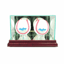 Perfect Cases Double Baseball Display Case - Cherry