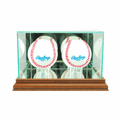 Perfect Cases Double Baseball Display Case - Walnut
