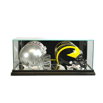 Perfect Cases Double Mini Football Helmet Display Case - Black